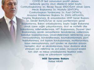 Bakan Akar’dan “geçmiş olsun” dileklerini iletenlere teşekkür mesajı