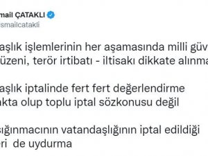İçişleri Bakanlığı Sözcüsü Çataklı: “15 bin sığınmacının vatandaşlığının iptal edildiği haberleri uydurma”