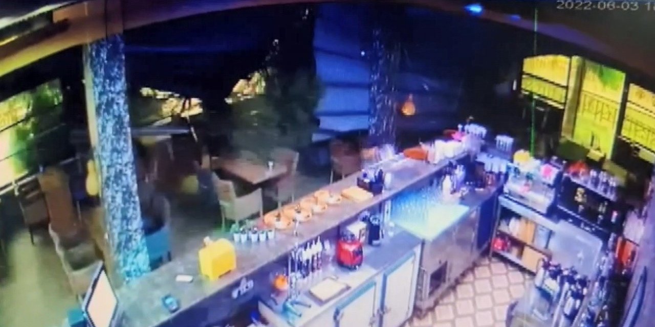 Dev çam ağacı kafenin üstüne böyle devrildi