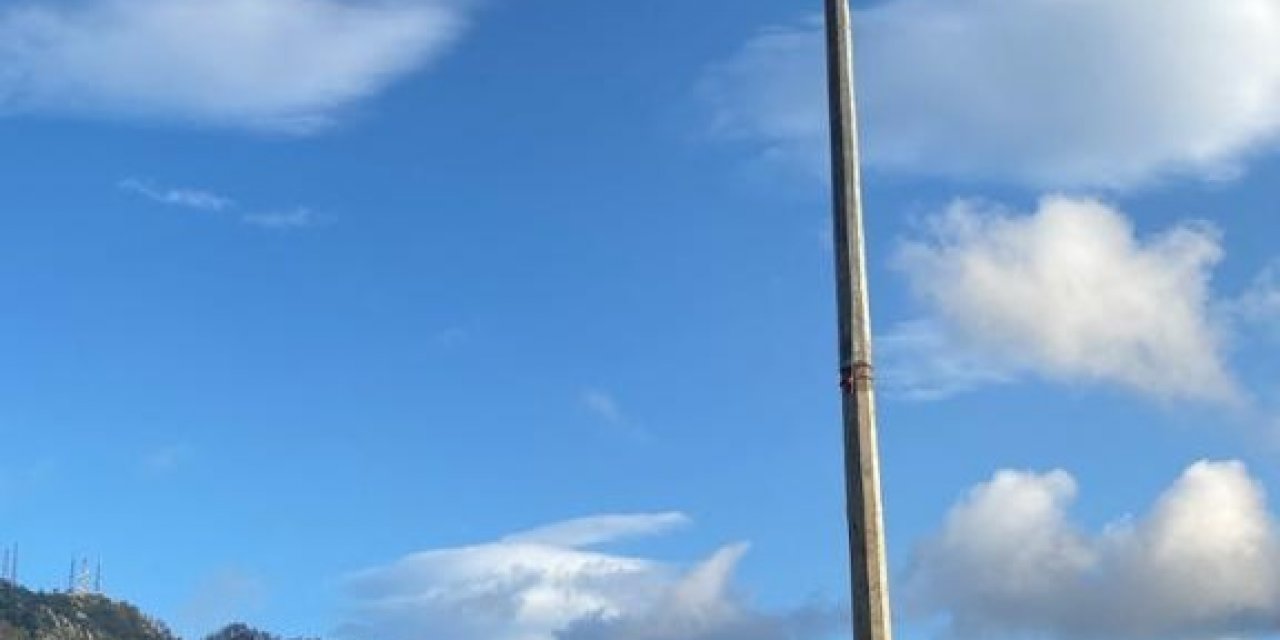 Marmarisli vatandaşlar yanan tepeye Türk Bayrağı dikti