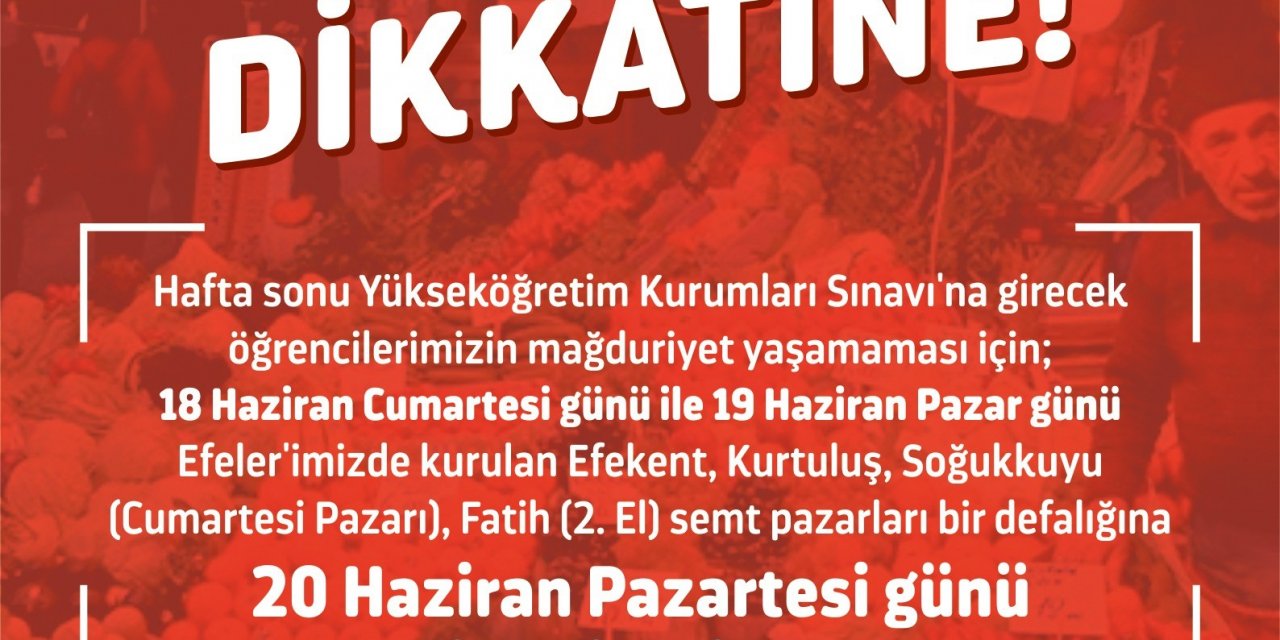 Efeler’den YKS için semt pazarı düzenlemesi