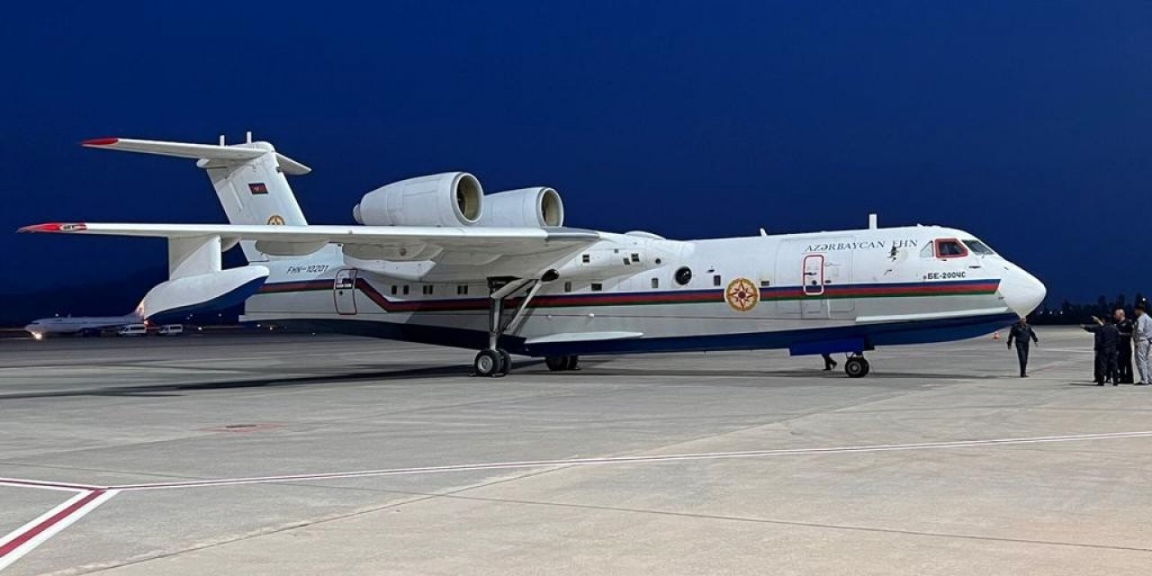 Azerbaycan’ın Marmaris orman yangını için gönderdiği amfibi uçak Muğla’ya geldi