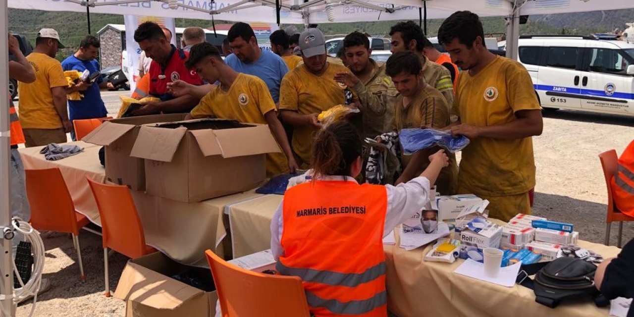 Marmaris Belediyesi yangın bölgesindeki lojistik desteğini sürdürüyor