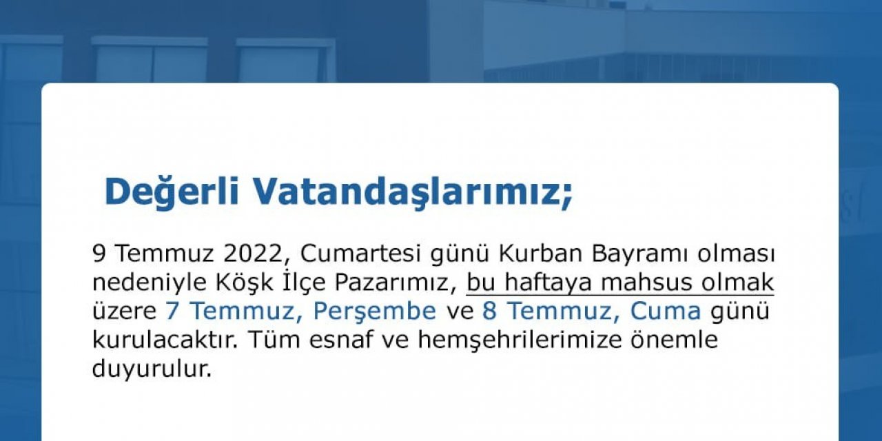 Köşk’te, semt pazarının günü değişti