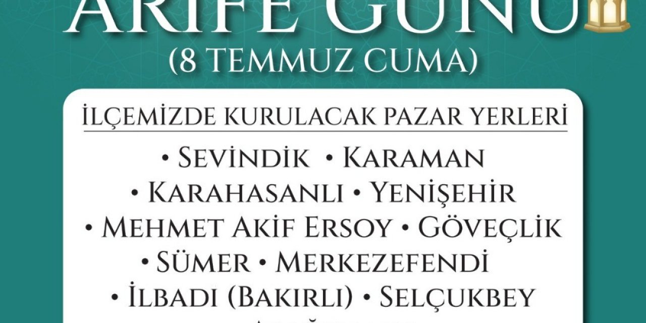 Merkezefendi’de arife günü 11 mahallede pazar yeri kurulacak