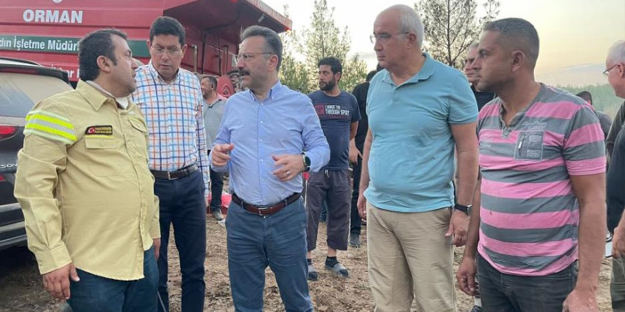 Vali Aksoy, yangın bölgesinde incelemelerde bulundu