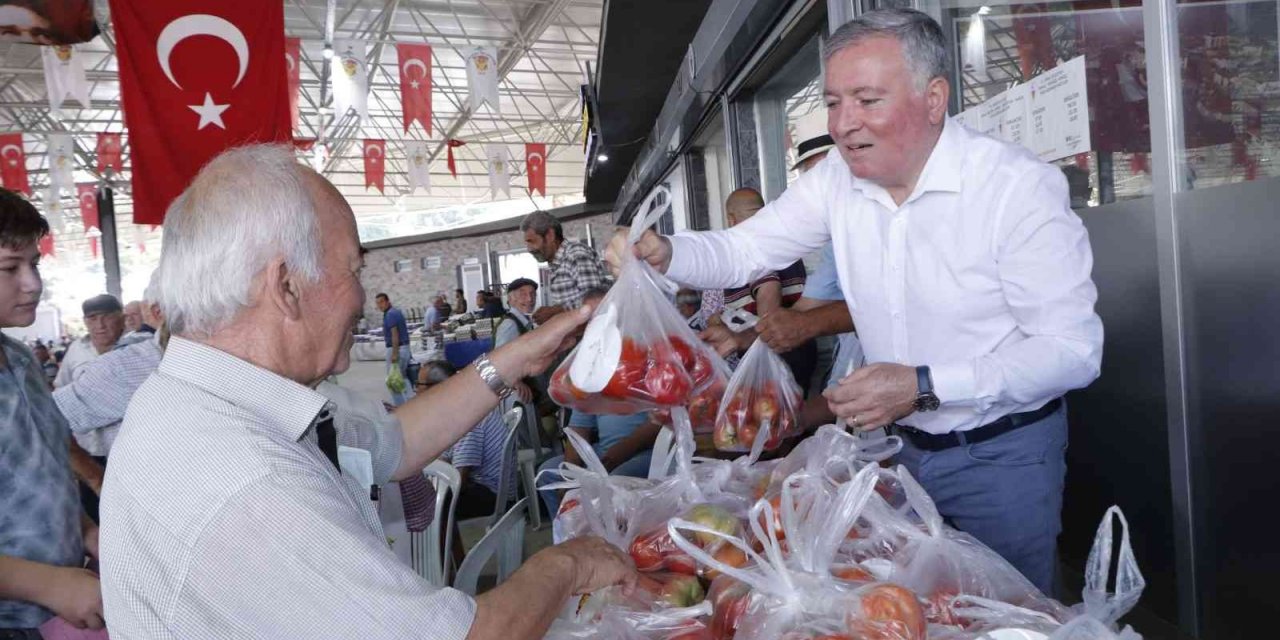 Honaz Belediyesi kendi yetiştirdiği domatesleri halka ücretsiz dağıttı