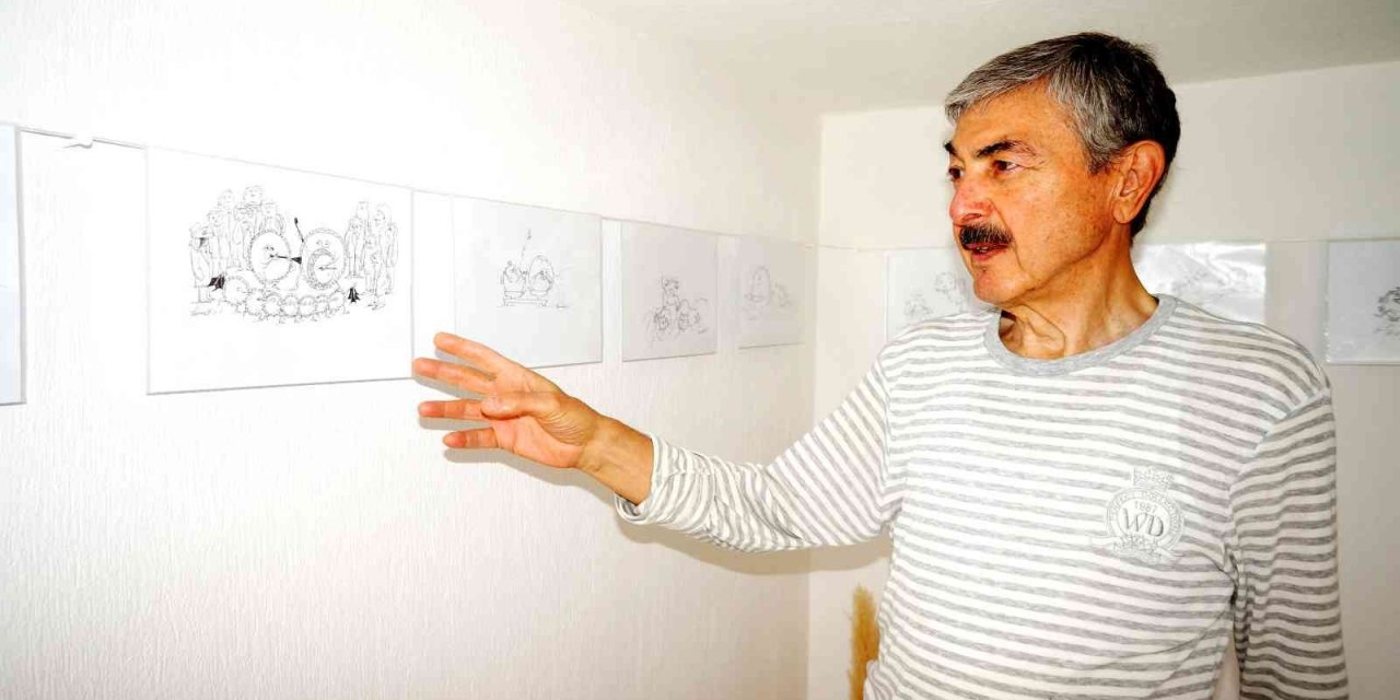 Sarıgöllü karikatürist kendi köyünde sergi açtı