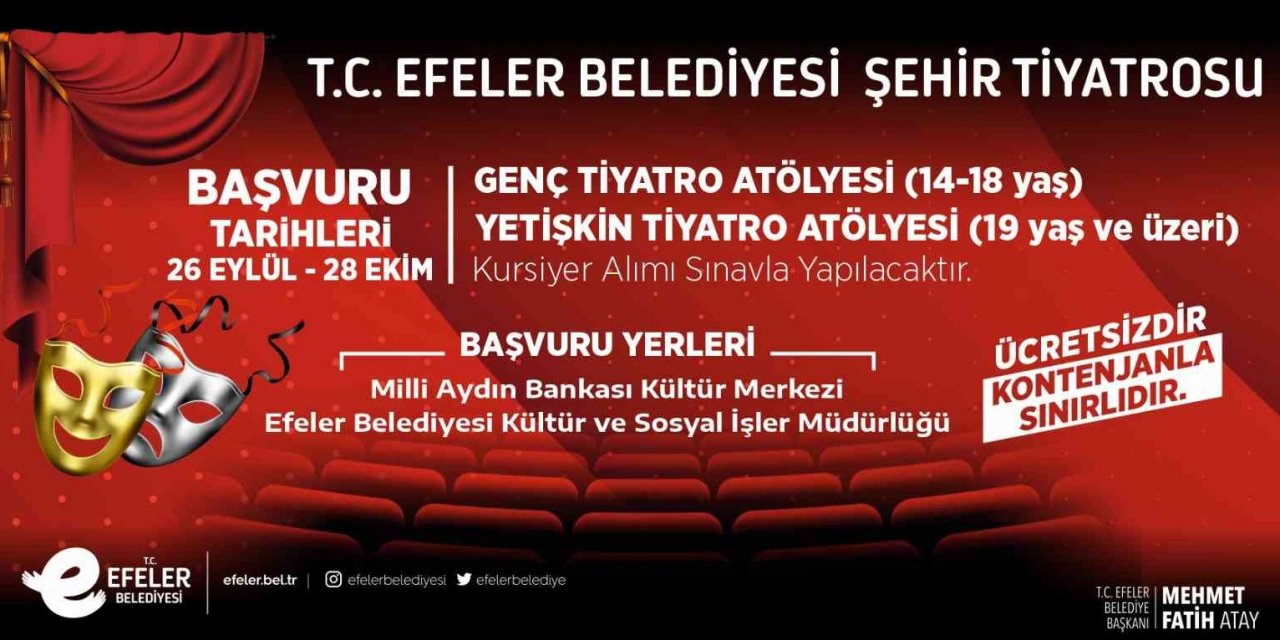Efeler Belediyesi’nin Tiyatro Atölyelerine yeni dönem başvuruları başladı