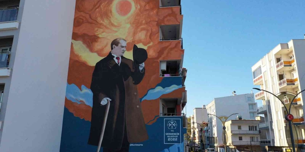 Germencik’e Atatürk’ün dev resmi çizildi