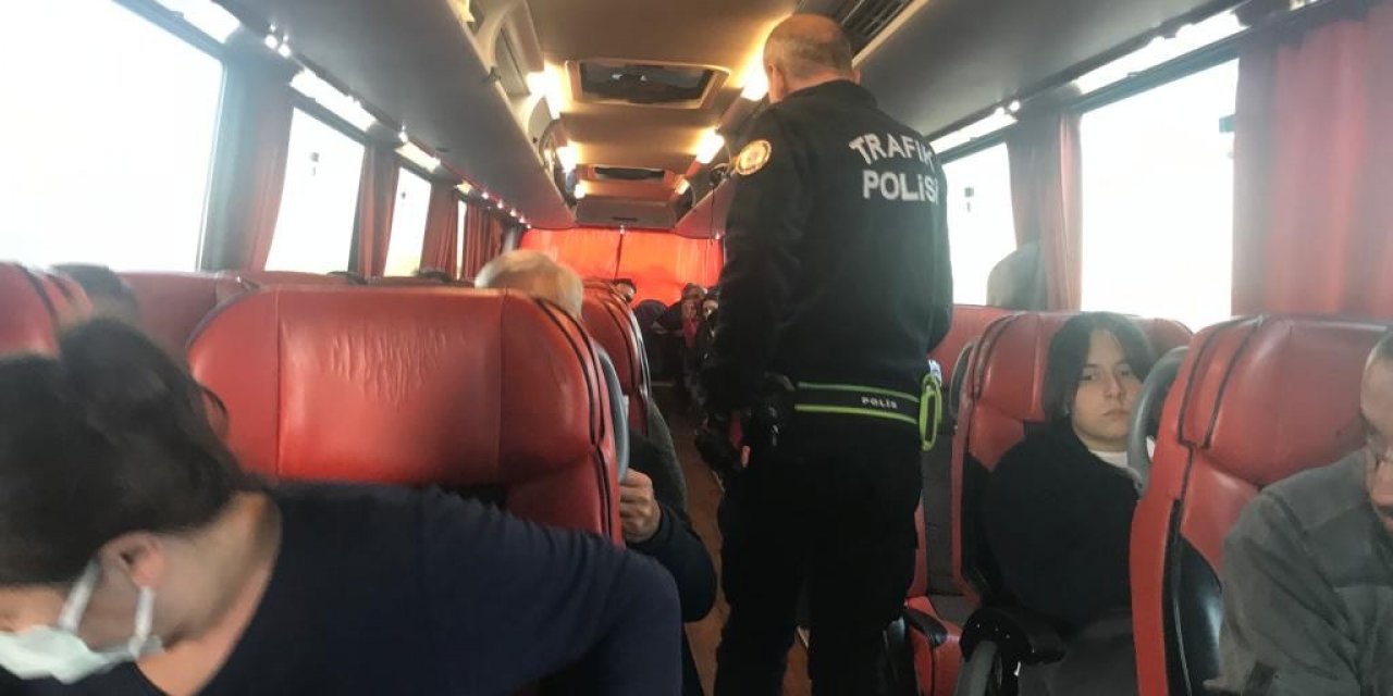 Otogarda emniyet kemeri denetimi yapıldı, yolcular bilgilendirildi