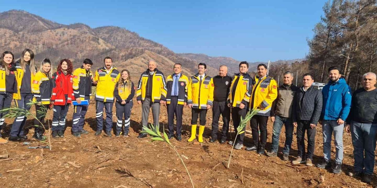 Marmaris’te sağlık çalışanları bin 120 fidanı toprakla buluşturdu
