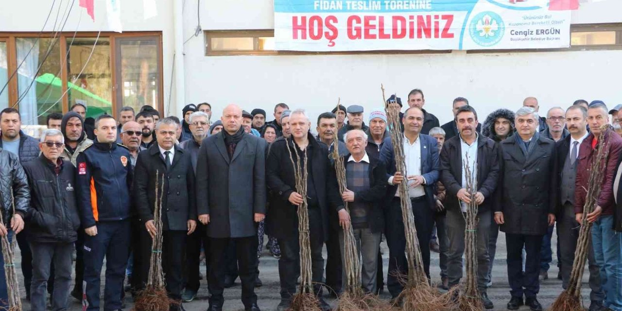 Üreticilerin meyve fidanları Manisa Büyükşehir Belediyesinden