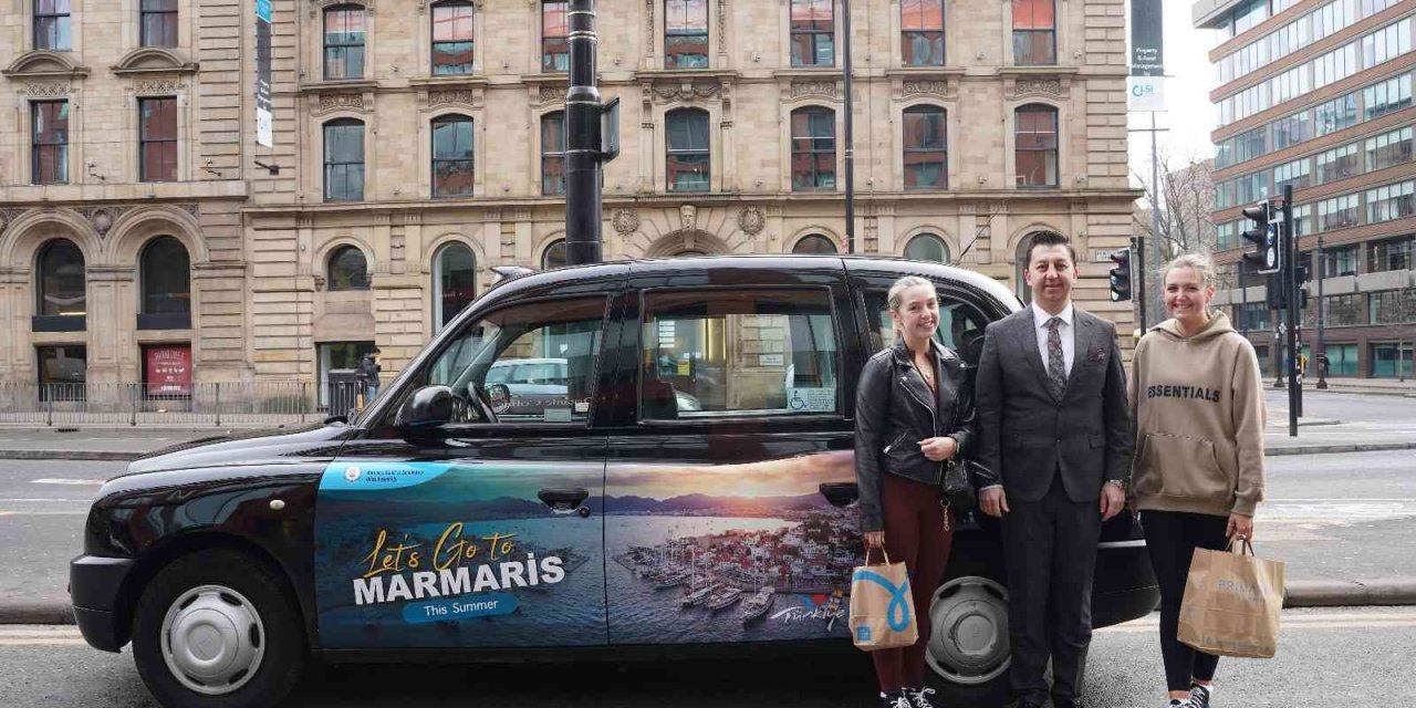 Marmaris Esnaf Odası Başkanı Ayyıldız, İngiltere’de taksiler ile ‘Haydi Marmaris’e’ çağrısı yaptı