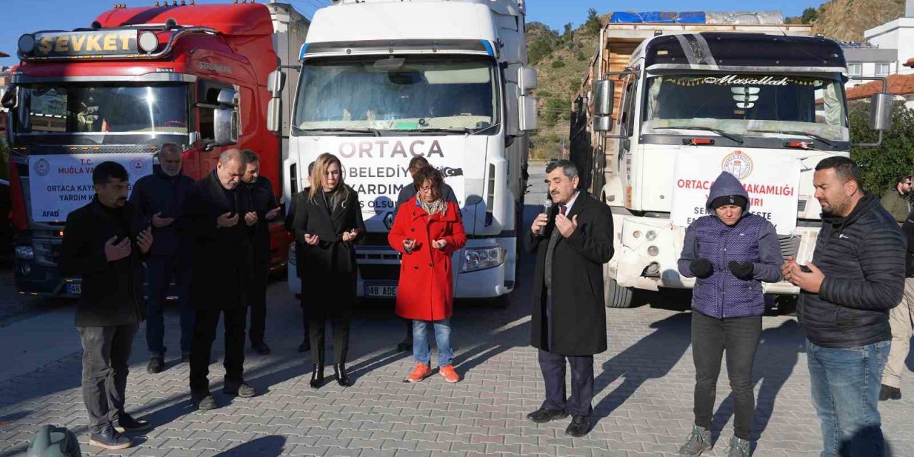 Ortaca’dan deprem bölgesine 7’inci TIR gönderildi