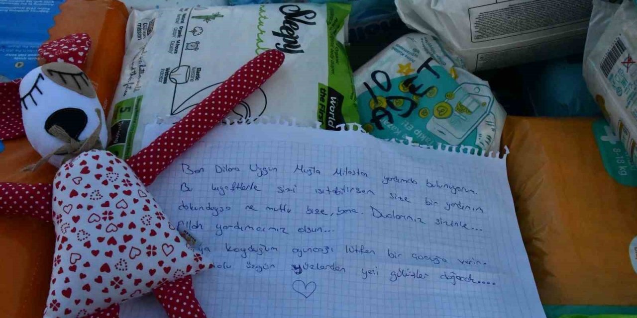 Yardım kolilerinden çıkan notlar duygulandırdı
