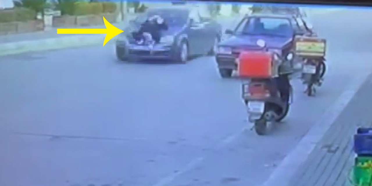 Aracın kaputunda kilometrelerce sürüklendi