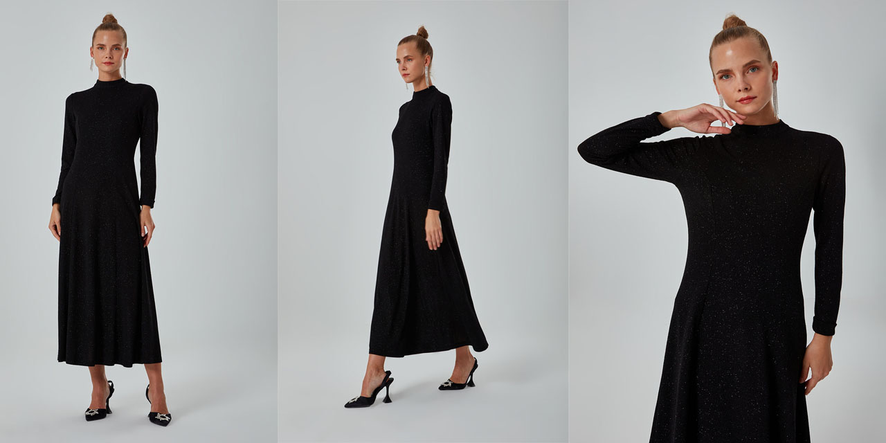 Vazgeçilemeyen siyah uzun elbise