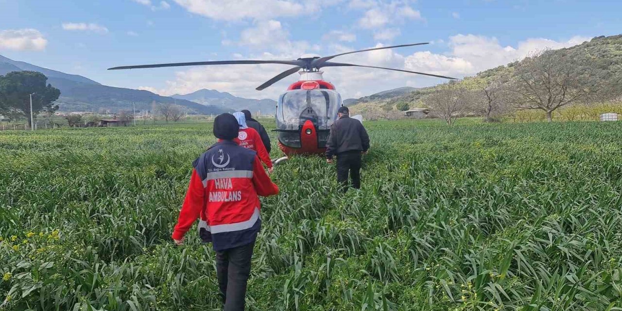 Helikopter tarlaya indi, doktorlar 2 saat mücadele etti, işçi kurtarılamadı