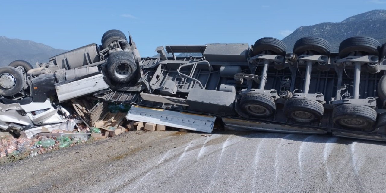 Devrilen tur yolu ulaşıma kapattı