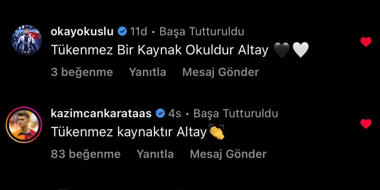 Altay’ın paylaşımına akademi oyuncuları yanıt verdi