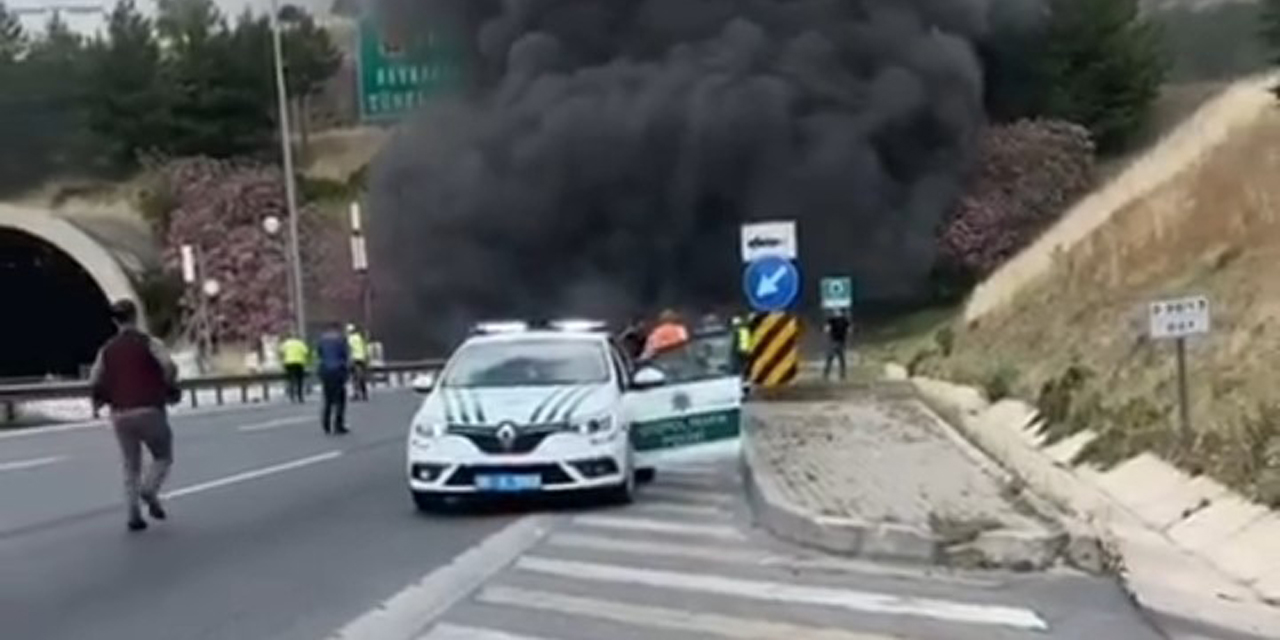 Tünelde tır yandı, 17 kişi dumandan etkilendi