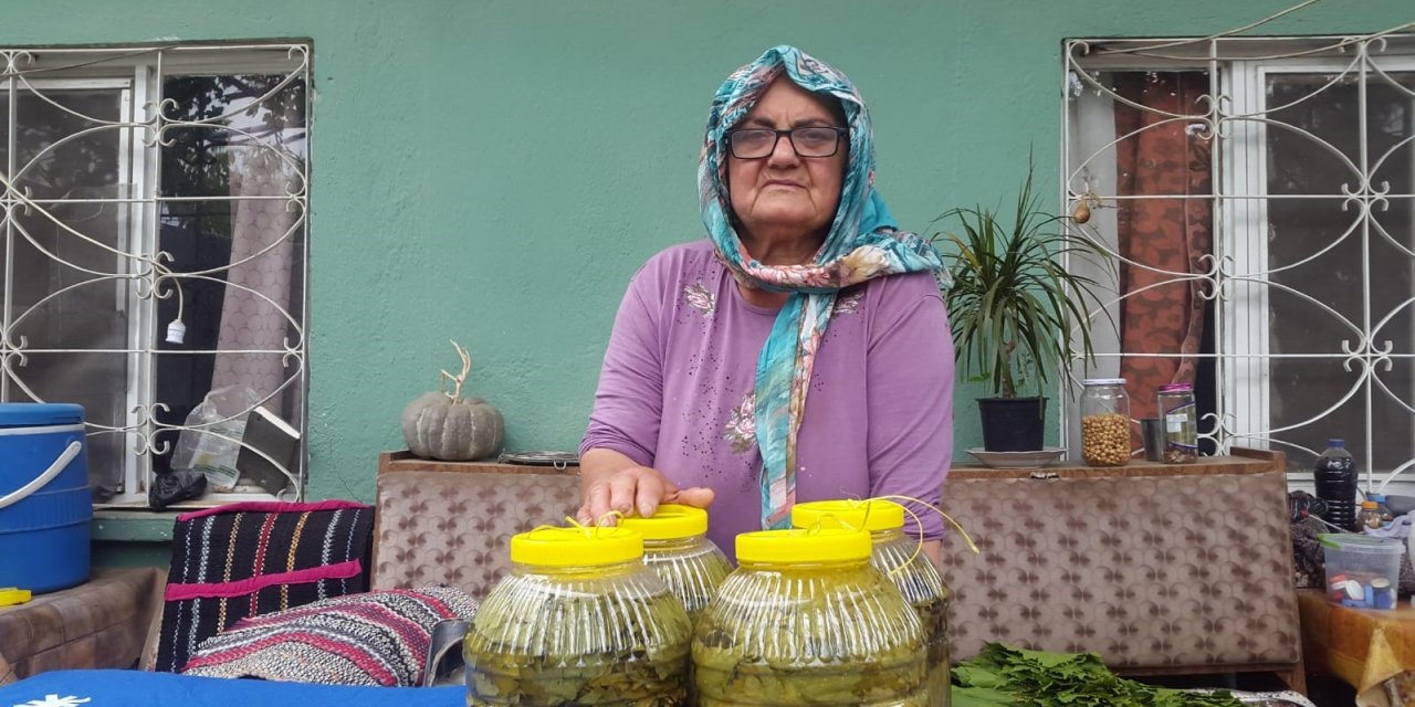 Evlerde kışlık salamura yaprak hazırlığı başladı