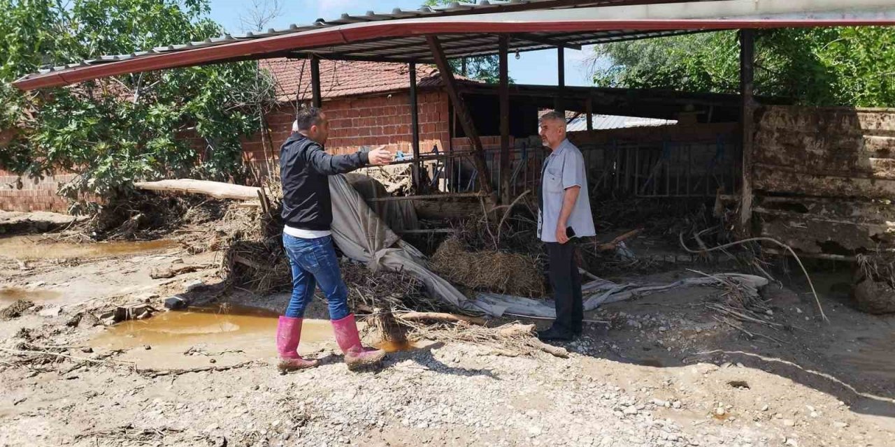 Sele kapılan hayvanları için gözyaşı döktü
