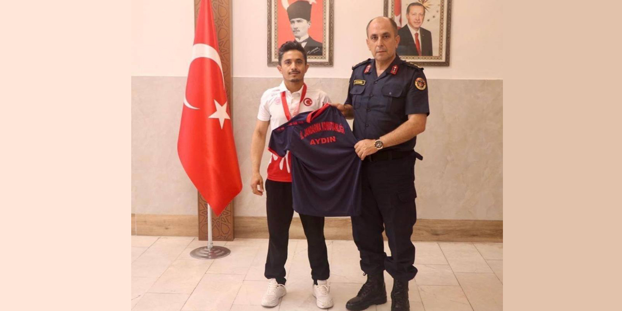 Aydın İl Jandarma Komutanı Demir, dünya ikincisi Sılıv’ı ağırladı