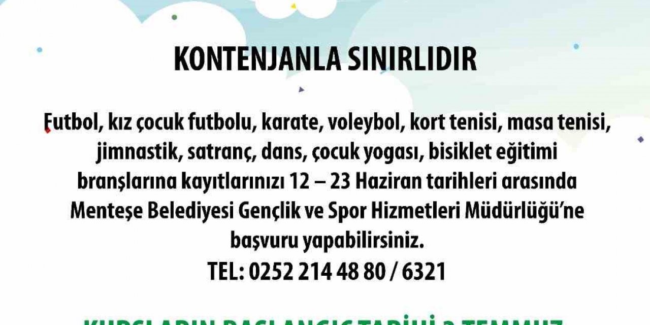 Yaz sporları kursuna kayıtlar başladı