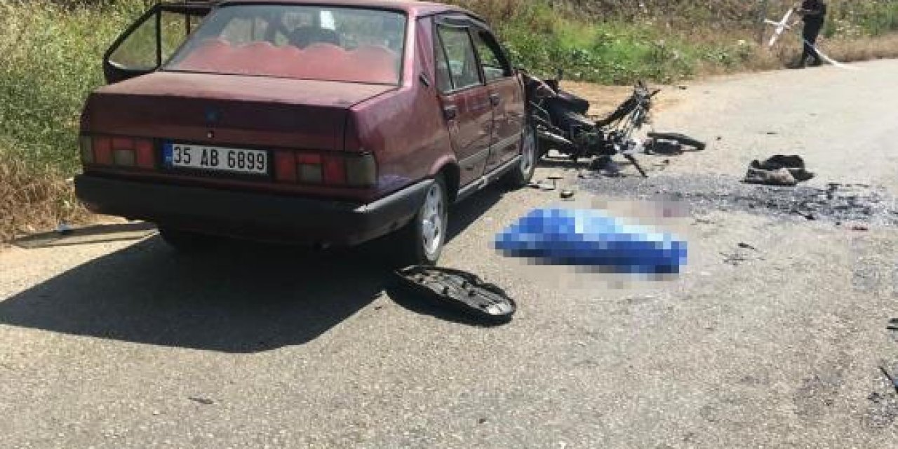 İzmir’de otomobille çarpışan motosiklet sürücüsü öldü