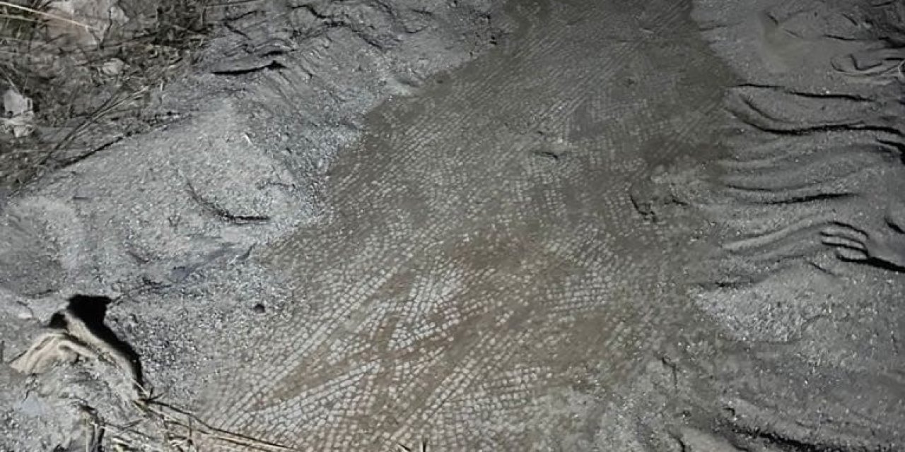Koruma altındaki mozaik çevresinde kaçak kazıya suçüstü