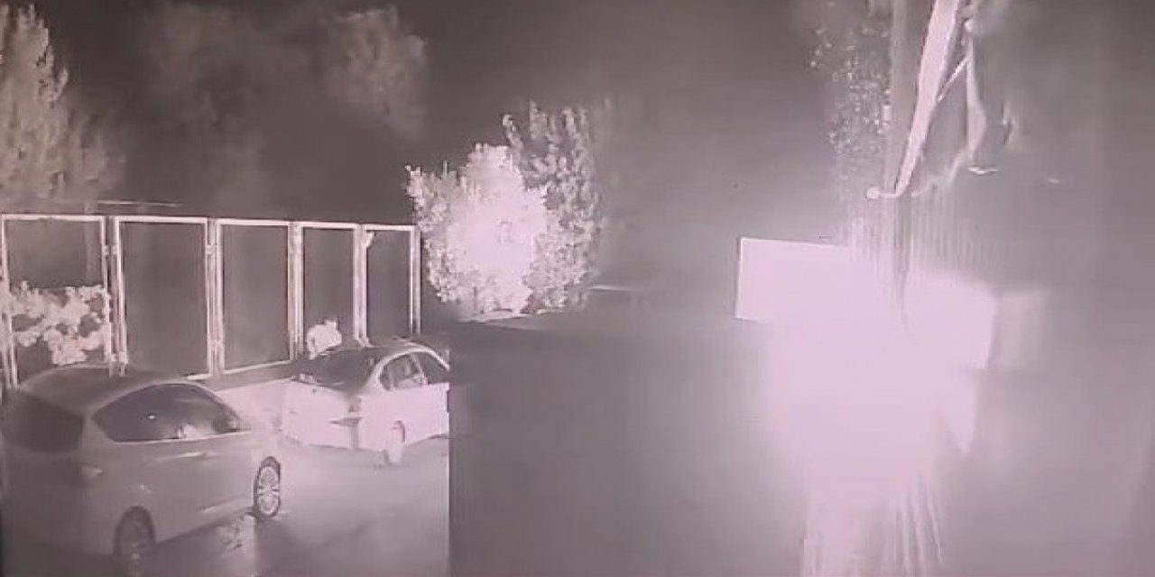 İş yerinin kundaklanması ve oto hırsızlığı girişimi kamerada