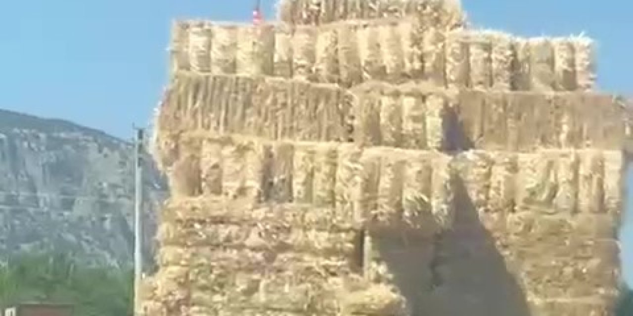 Saman yüklü römorkta tehlikeli yolculuk