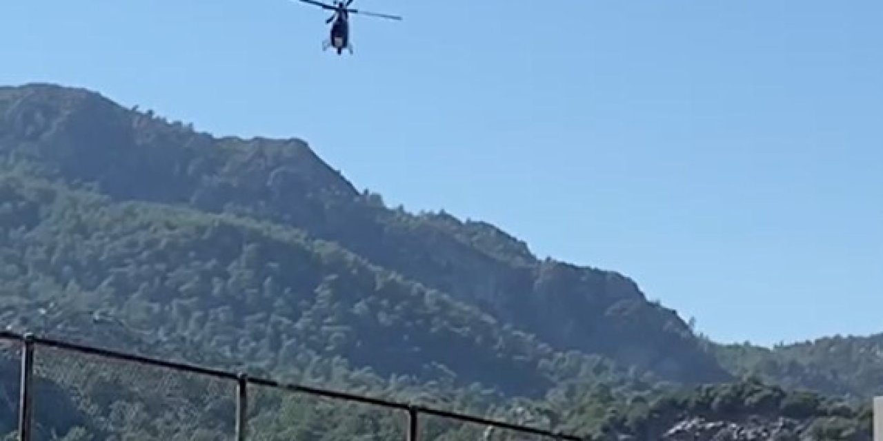 Marmaris’te trafik ekiplerinden helikopterli denetim