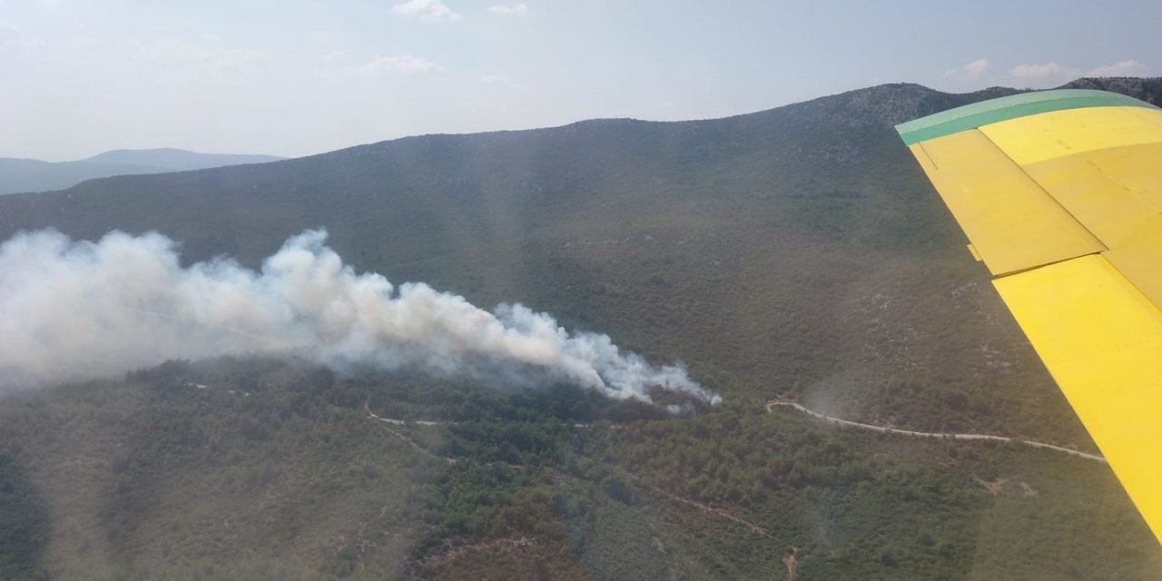 İzmir’de orman yangınına havadan ve karadan müdahale sürüyor