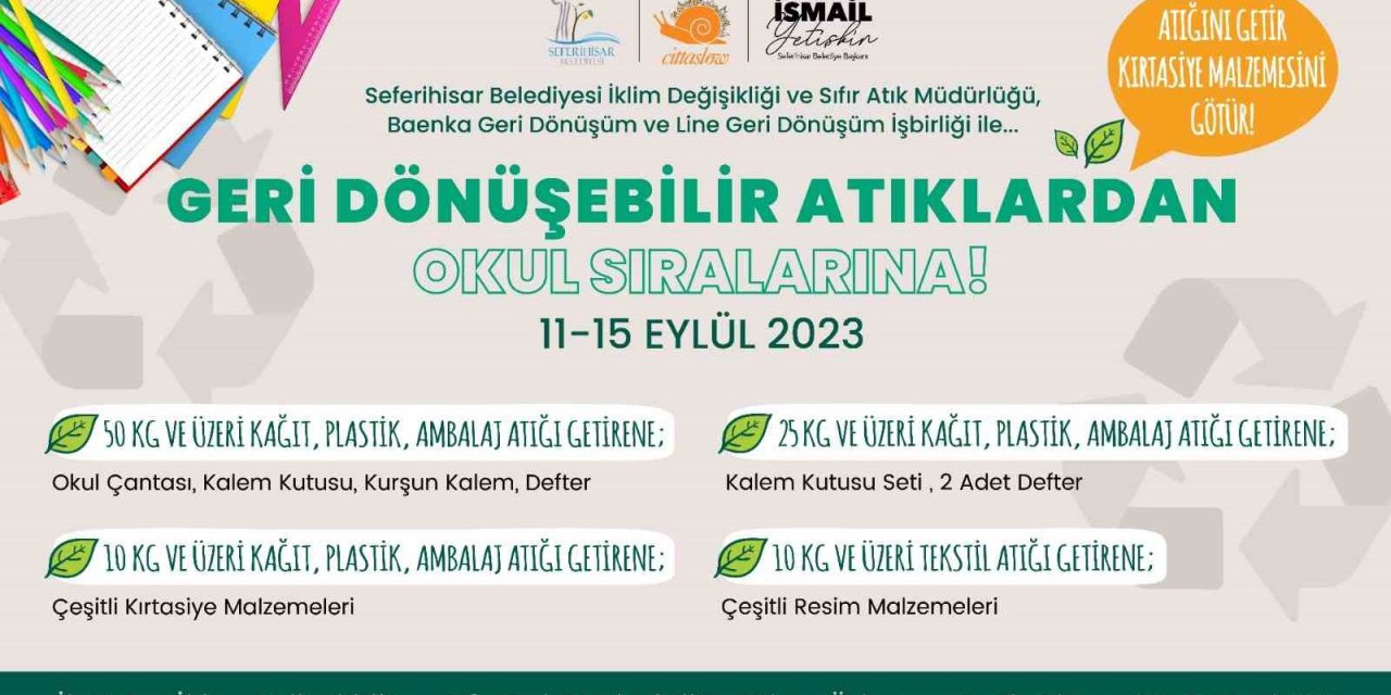 Atık malzemelerini getir, kırtasiye malzemelerini götür