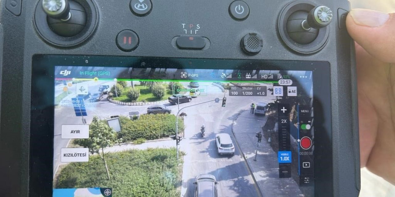 Drone destekli denetimlerde 1 saatte 15 araç cezadan kaçamadı
