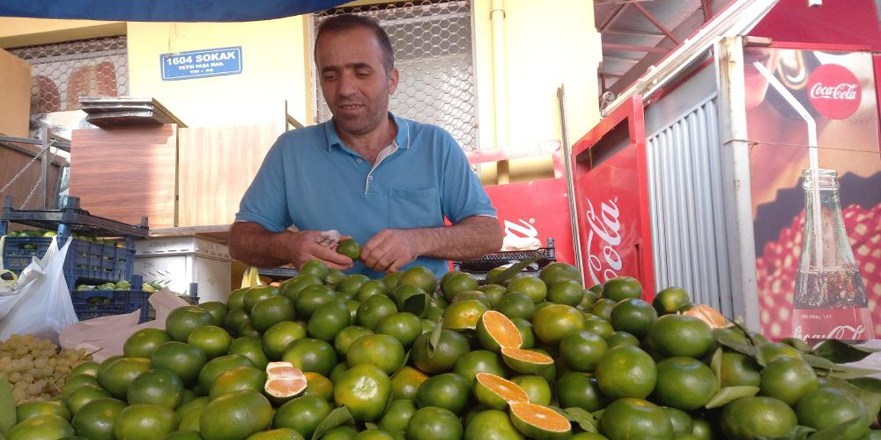 Mandalina Aydın’daki semt pazarındaki tezgahlarda yerini aldı