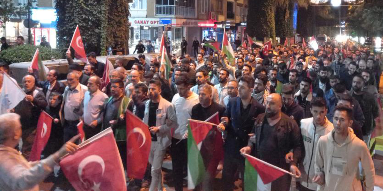 Aydın’da İsrail’i protesto yürüyüşü düzenlendi
