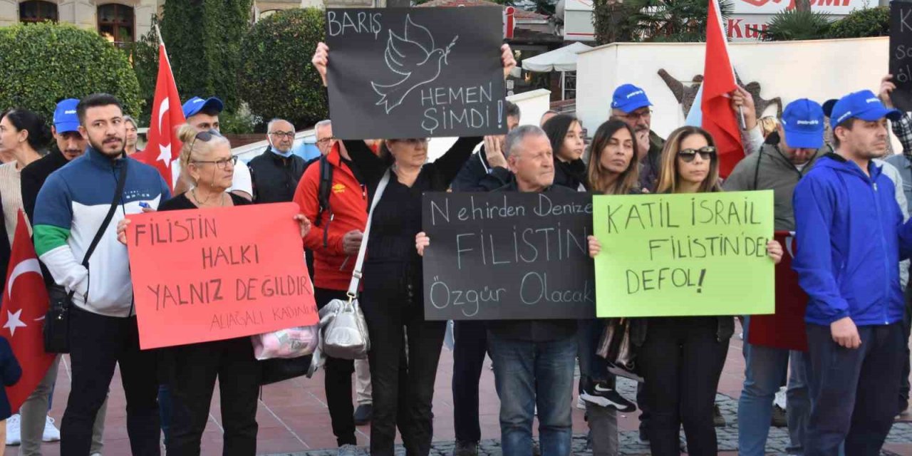 Aliağa’da İsrail protestosu