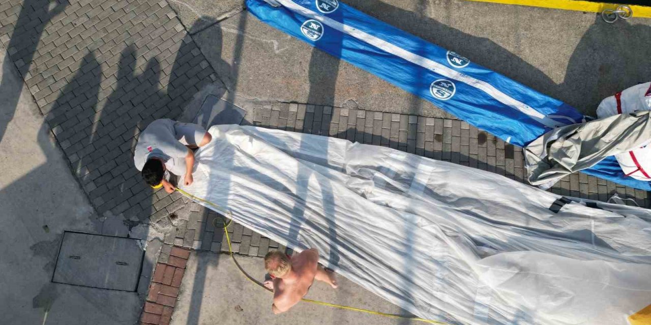 Marmaris Yarış haftasında  dereceye giren teknelerde ölçümler yapılıyor