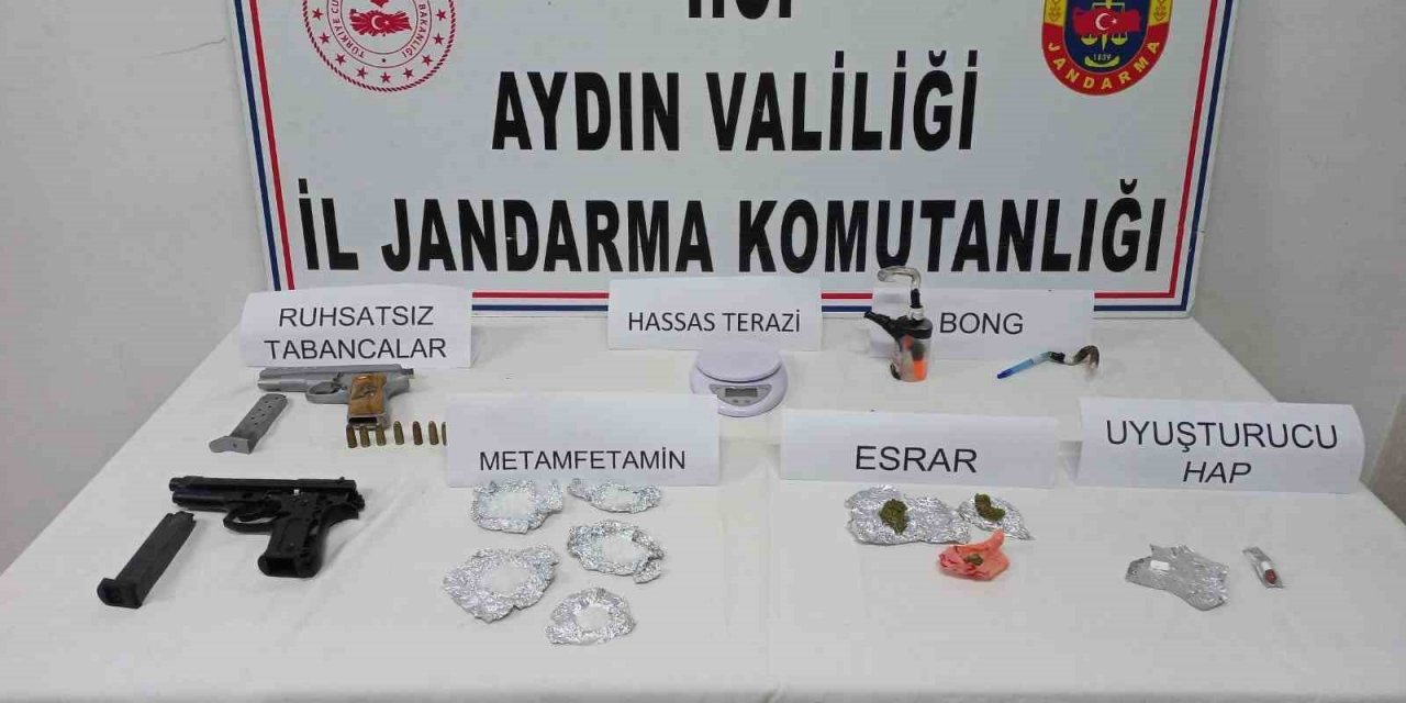 Didim’de uyuşturucu madde ve ruhsatsız tabanca geçirildi