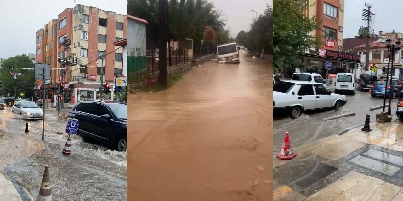 Milas’ta şiddetli yağış hayatı felç etti