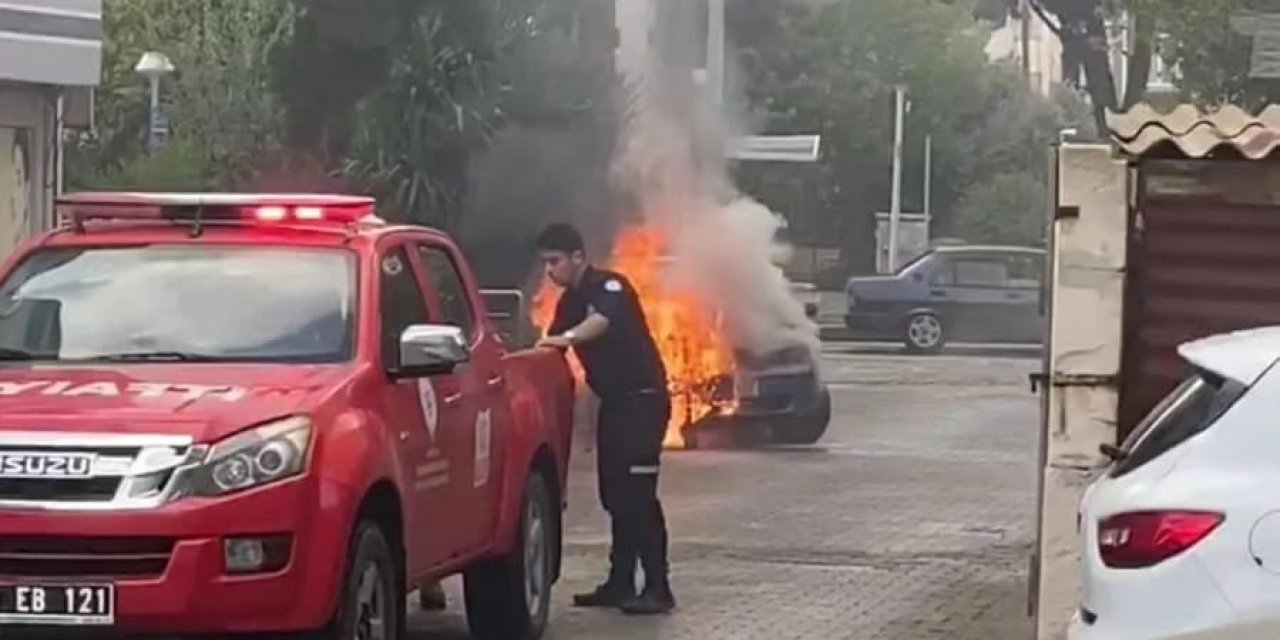 Milas’ta otomobil alev topuna döndü