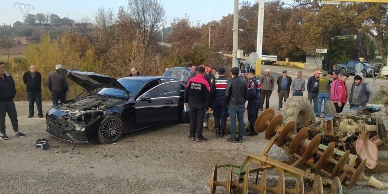 Traktör ile otomobilin çarpıştığı kazada bir kişi yaralandı