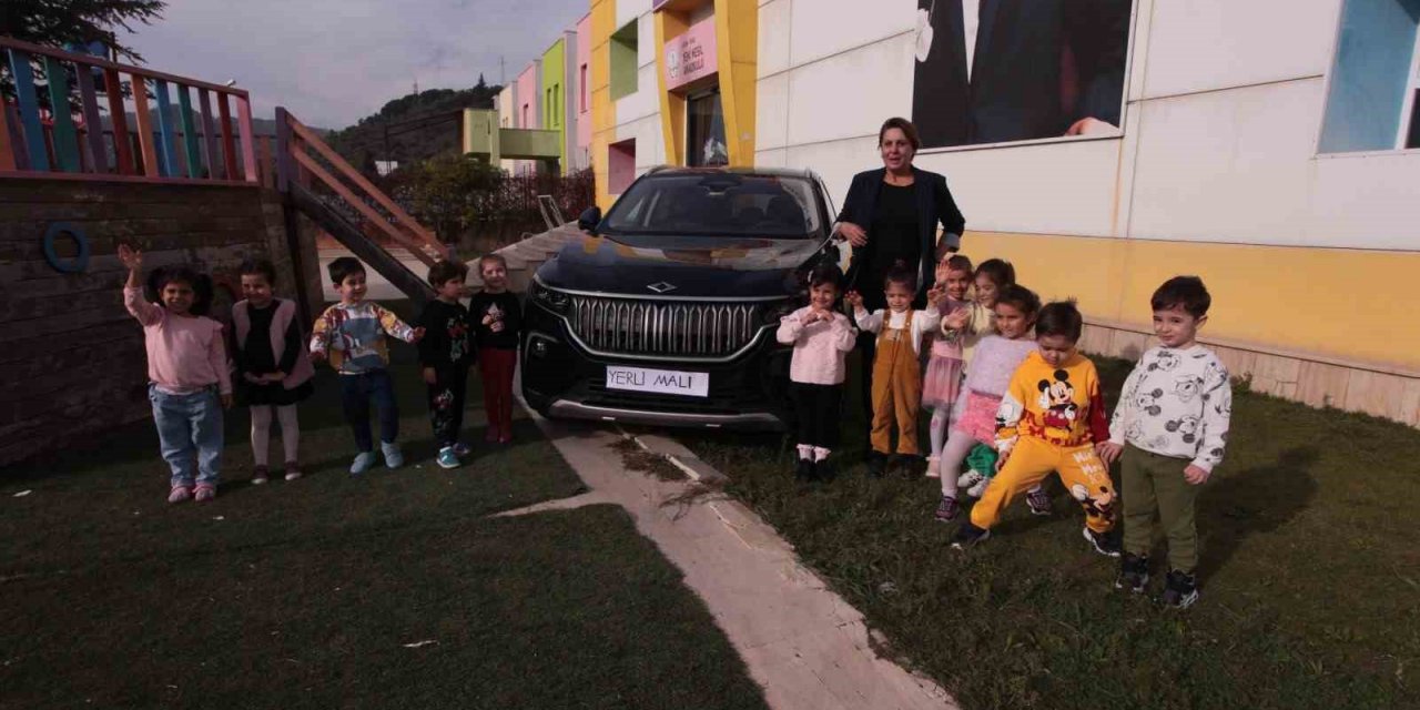 Sökeli minikler yerli ve milli otomobil TOGG heyecanı yaşadı