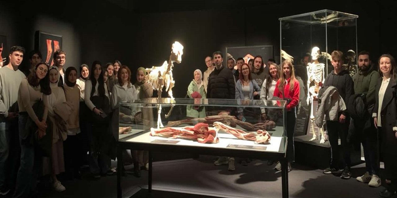 Üniversiteli gençler hayvanların anatomi sergisini gezdi