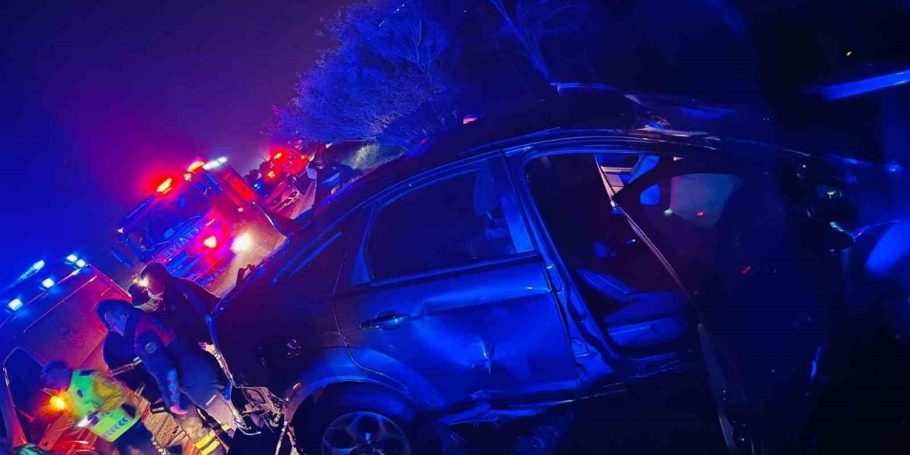 Kontrolden çıkan otomobil bariyerleri aşarak yol kenarına uçtu: 1 yaralı
