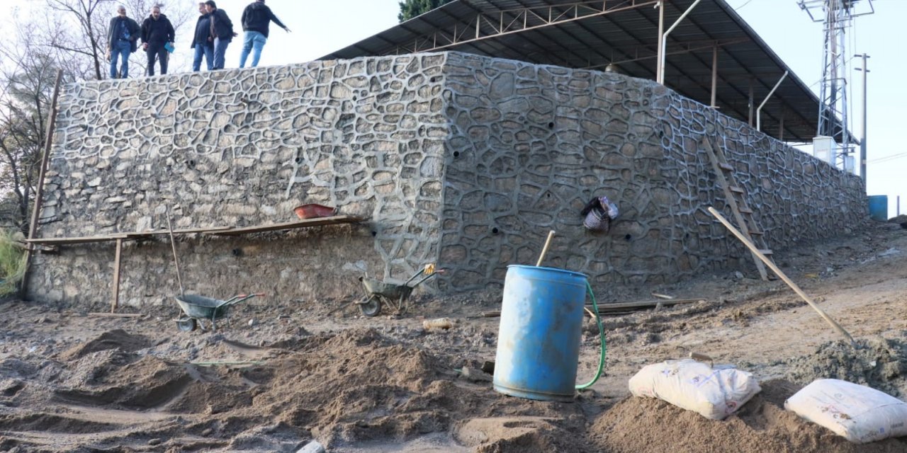 Nazilli Belediyesi’nin, Eycelli’deki istinat duvarını tamamladı